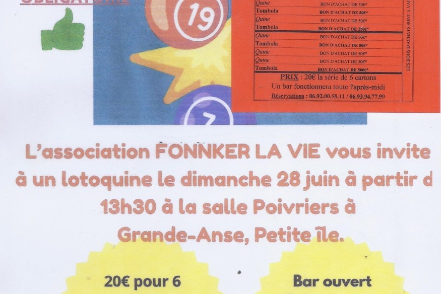 Loto Quine de l'association FONNKER LA VIE