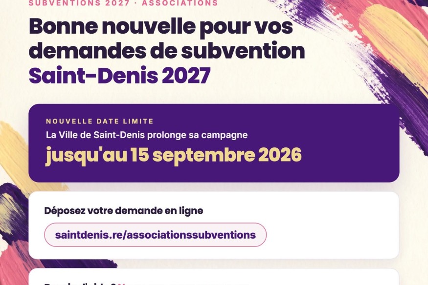 Subventions 2027 : la Ville de Saint-Denis prolonge la campagne pour les associations